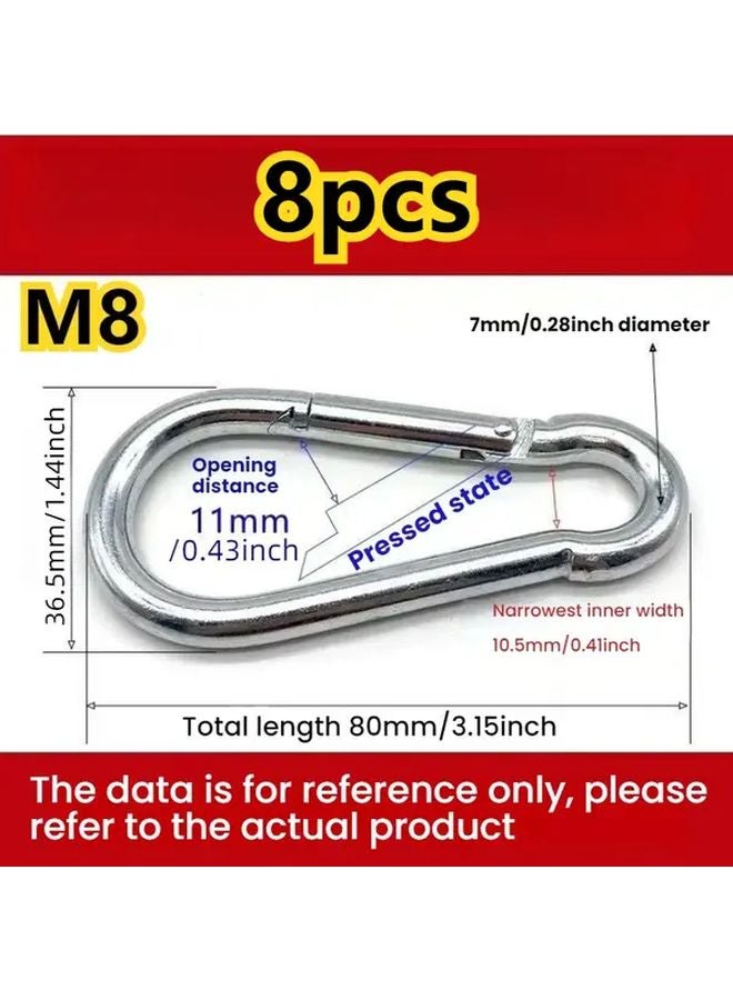 8 قطع M8 خطاف شديد التحمل مع زنبرك للإطلاق السريع وقفل لولبي للتخييم في الهواء الطلق - Image 1