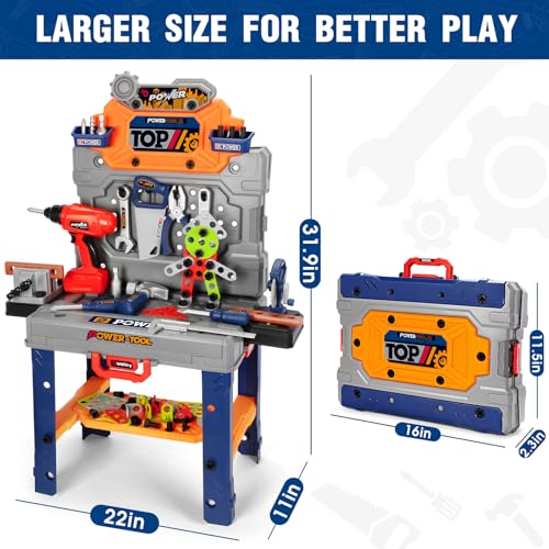 TooyBing Kids Tool Bench Set with Electric Drill and Realistic Tools Construction Workbench Playset Toy for Toddler 35 Easy Set up Kids Boy Toys Birthday Gifts for Boys Age 3 4 5 Year Old - Image 5