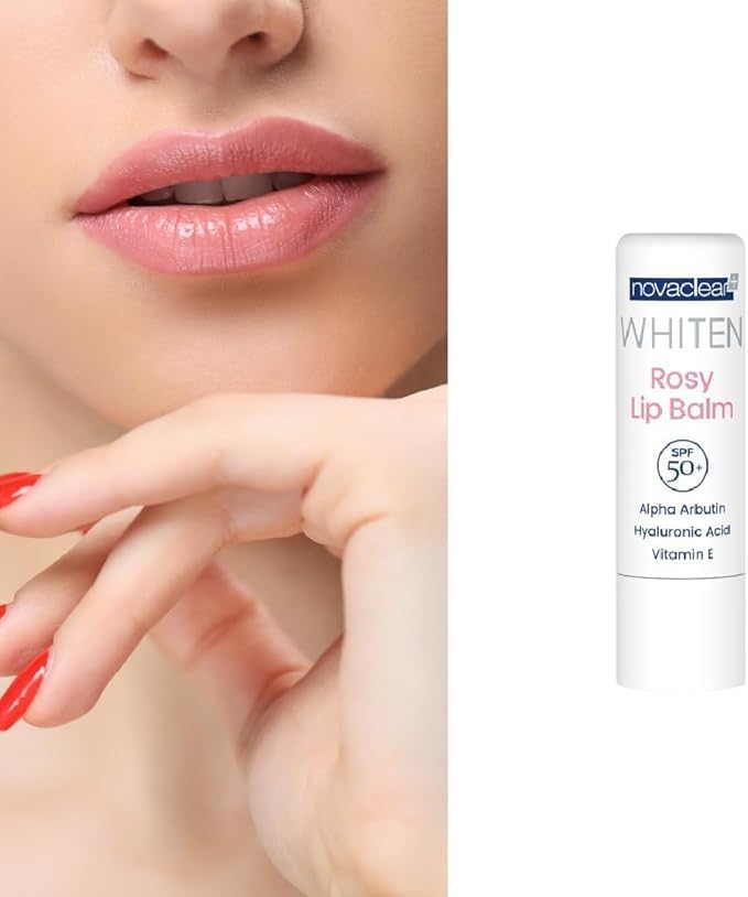 novaclear بلسم الشفاه الوردي من نوفاكلير مع واقي شمس SPF 50 - 4.9 جرام ترطيب ومنع التصبغ للشفاه الملونة - Image 2
