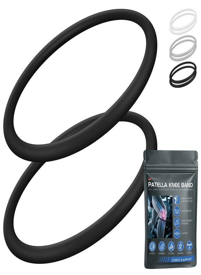 Sosation 2 Pcs Silicone Patella Knee Band for Basketball with Packaging Bag Patella Tendon Support Strap Band for Knee Support for Soccer Baseball Running (M,Black) - Image 1
