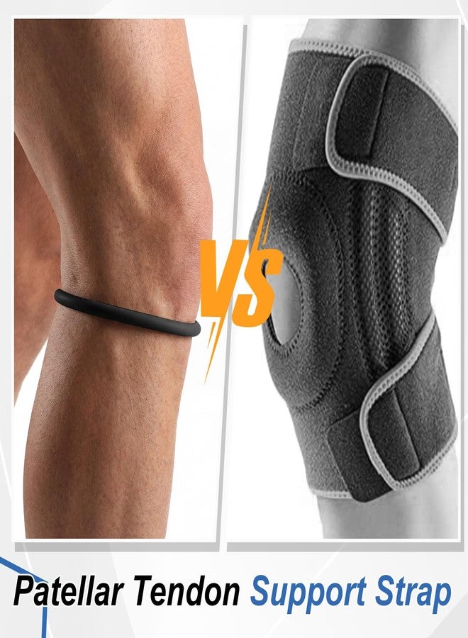 Sosation 2 Pcs Silicone Patella Knee Band for Basketball with Packaging Bag Patella Tendon Support Strap Band for Knee Support for Soccer Baseball Running (M,Black) - Image 3