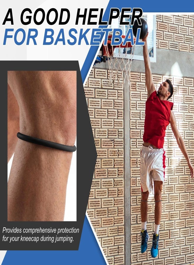 Sosation 2 Pcs Silicone Patella Knee Band for Basketball with Packaging Bag Patella Tendon Support Strap Band for Knee Support for Soccer Baseball Running (M,Black) - Image 5