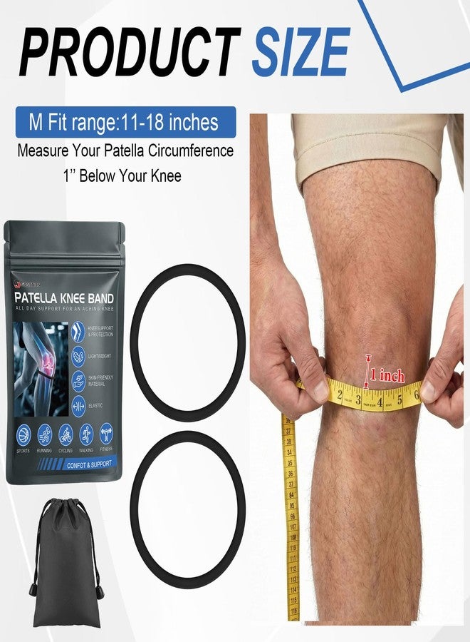 Sosation 2 Pcs Silicone Patella Knee Band for Basketball with Packaging Bag Patella Tendon Support Strap Band for Knee Support for Soccer Baseball Running (M,Black) - Image 2