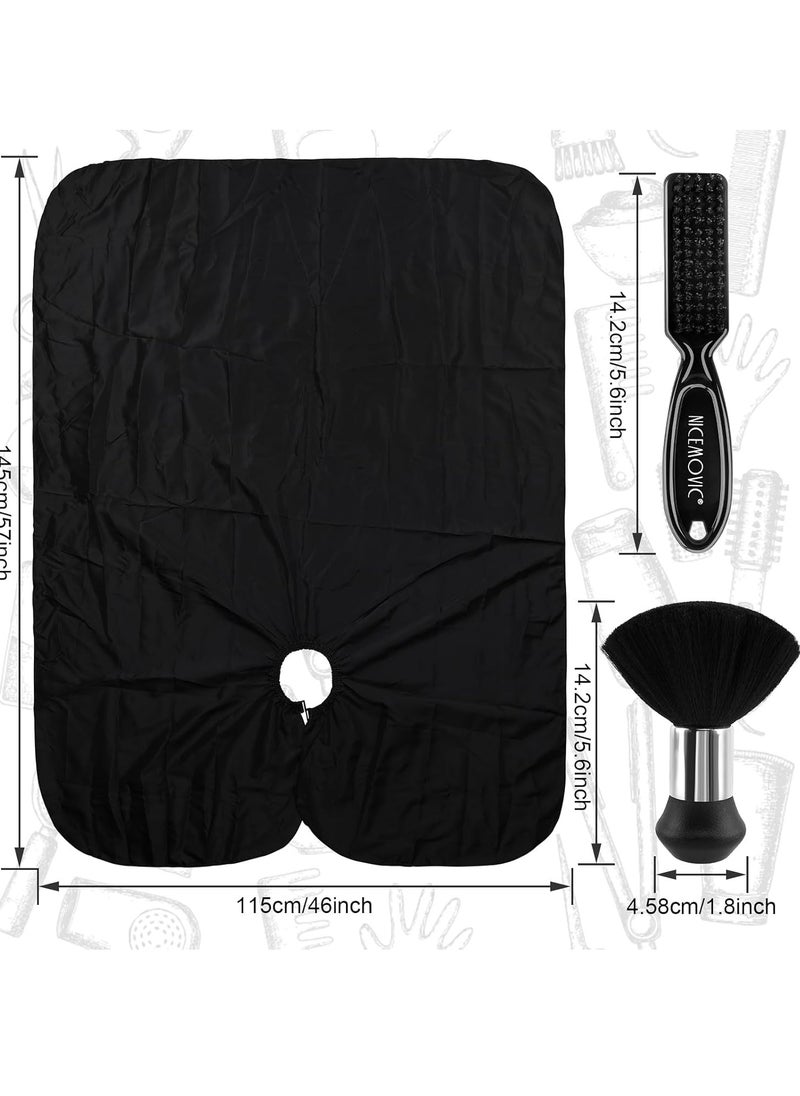 NICEMOVIC NICEMOVIC Hair Cutting Barber Cape with Neck Duster Brush and Barber Brush, Professional Barber Accessories Cleaning Supplies for Salon Haircut Styling (Black)  - Image 3