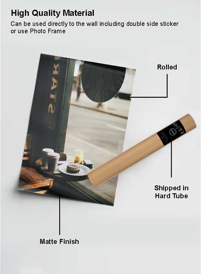 لوحة بوستر ديكور لوحة بدون فريم مع أربع قطع منفصلة من اللاصق ذو الوجهين تصميم الأطعمة والمشروبات في ستاربكس غرفة النوم غرفة المعيشة وديكور المكتب - Image 2