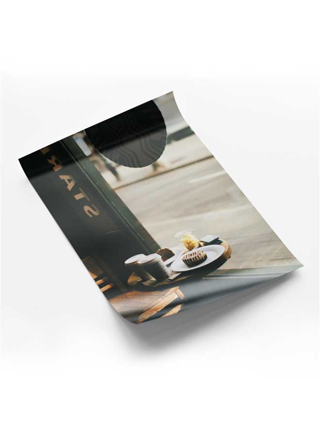 لوحة بوستر ديكور لوحة بدون فريم مع أربع قطع منفصلة من اللاصق ذو الوجهين تصميم الأطعمة والمشروبات في ستاربكس غرفة النوم غرفة المعيشة وديكور المكتب - Image 1