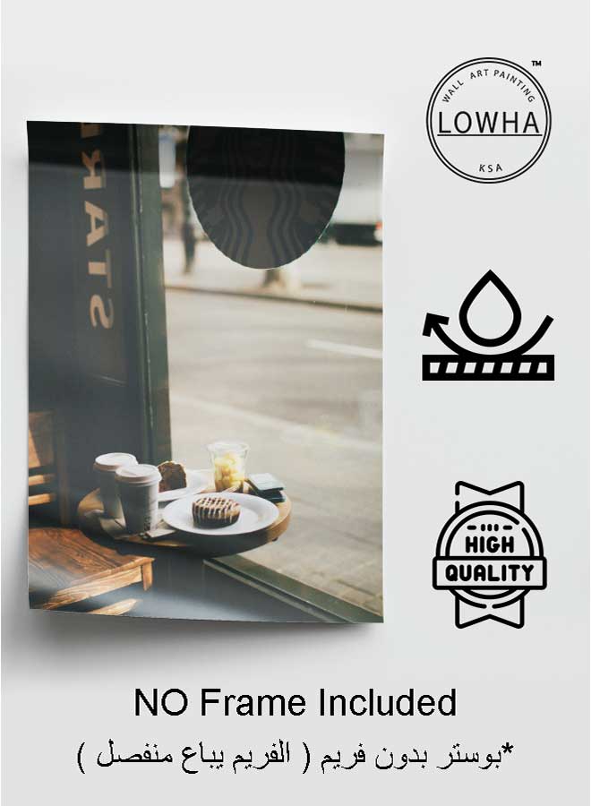 لوحة بوستر ديكور لوحة بدون فريم مع أربع قطع منفصلة من اللاصق ذو الوجهين تصميم الأطعمة والمشروبات في ستاربكس غرفة النوم غرفة المعيشة وديكور المكتب - Image 3