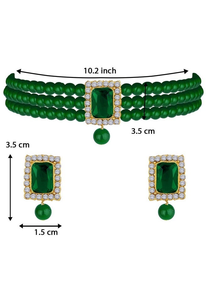 I Jewels I Jewels Gold Plated Traditional Stone Pearl Choker Necklace Jewellery Set For Women/Girls (ML237GG)  - Image 5