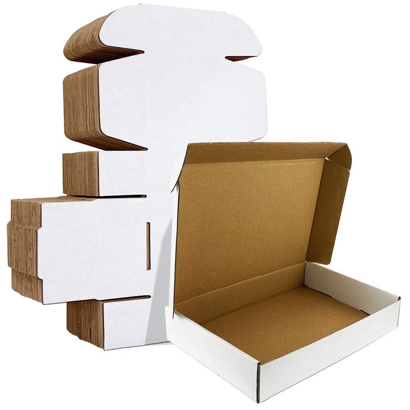 HORLIMER 12x9x3 inches Shipping Boxes Set of 20, White Corrugated Cardboard Box Literature Mailer - Image 1