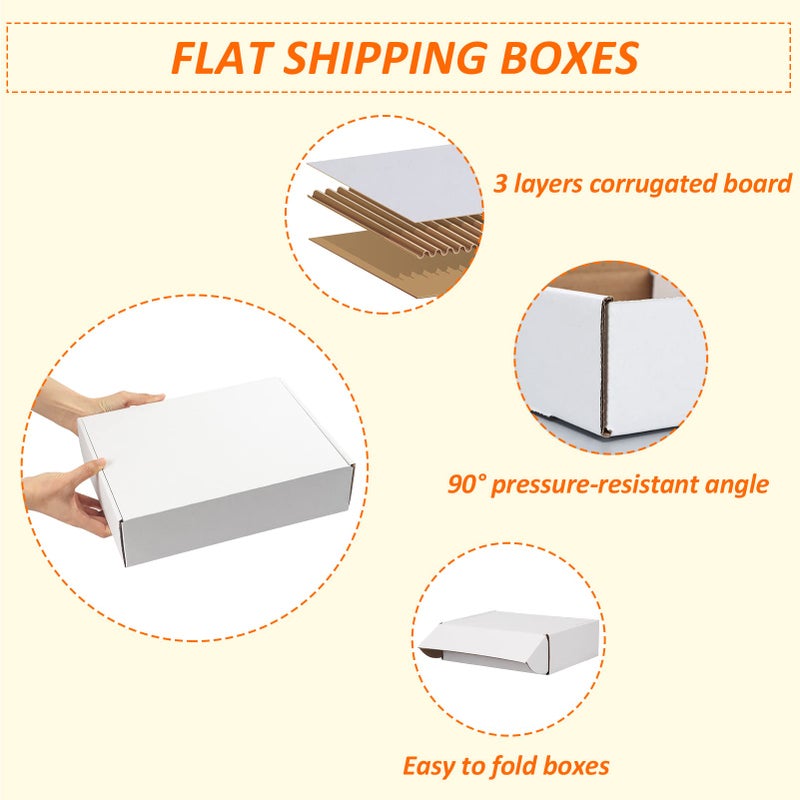 HORLIMER 12x9x3 inches Shipping Boxes Set of 20, White Corrugated Cardboard Box Literature Mailer - Image 3