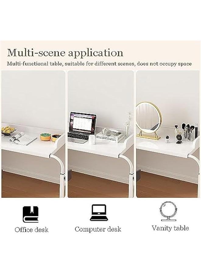 Black Wood Bed Desk with Wheels, Adjustable Height Overbed Table for Work and Dining, Portable Standing Laptop Desk, Stable and Versatile (Size: 120x40cm)
