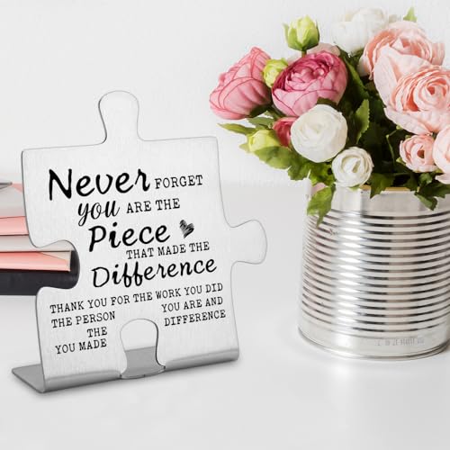 FOKCBOCM Thank you Appreciation gifts for Mentor Teacher Nurse, Going Away Gift Retirement Gift for Coworker Boss, Never forget you are the Piece that Made the Difference, Funny Office Desk Decor - Image 3