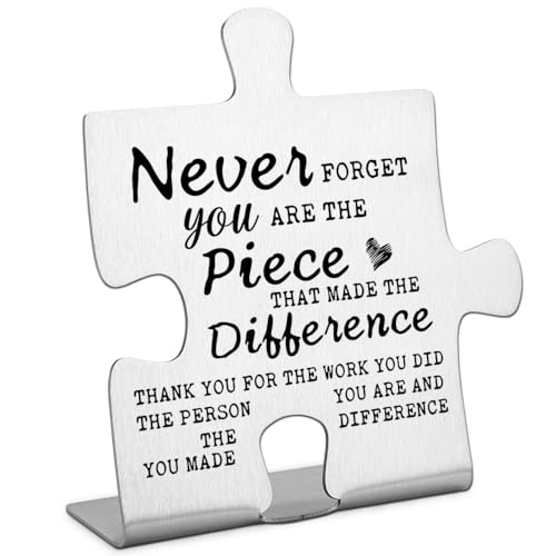 FOKCBOCM Thank you Appreciation gifts for Mentor Teacher Nurse, Going Away Gift Retirement Gift for Coworker Boss, Never forget you are the Piece that Made the Difference, Funny Office Desk Decor - Image 1