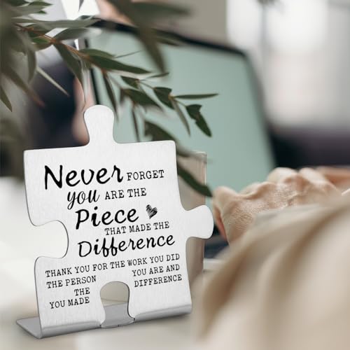 FOKCBOCM Thank you Appreciation gifts for Mentor Teacher Nurse, Going Away Gift Retirement Gift for Coworker Boss, Never forget you are the Piece that Made the Difference, Funny Office Desk Decor - Image 2