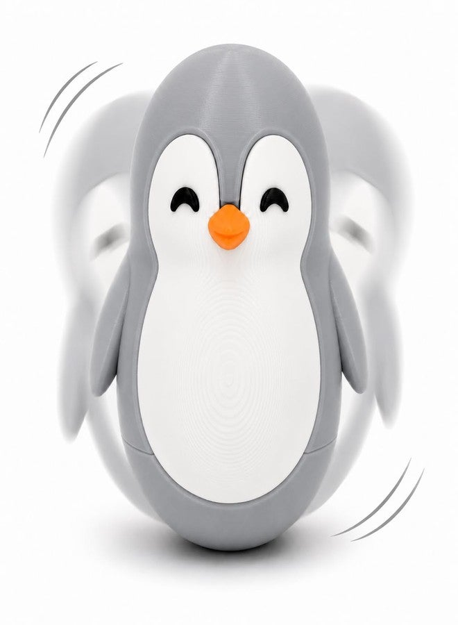 HICHISO Roly Poly Penguin Wobbler | Cute Self-Righting Penguin Desk Toy | Stress Relief Fidget Toy | Mini Penguin Collectible | Office Desk Decor & Gift (Mist Grey, 1 pc) - Image 1