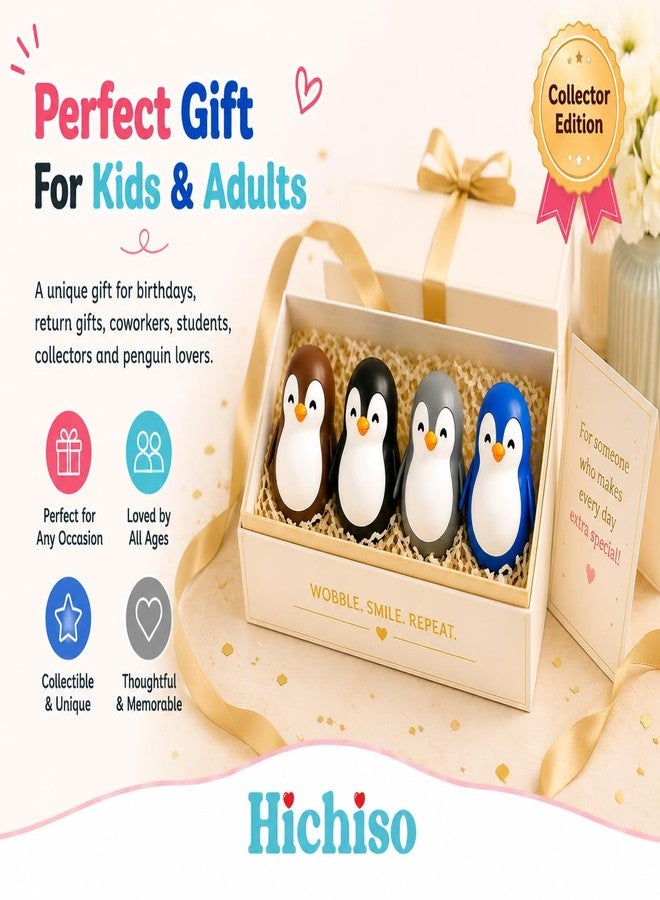 HICHISO Roly Poly Penguin Wobbler | Cute Self-Righting Penguin Desk Toy | Stress Relief Fidget Toy | Mini Penguin Collectible | Office Desk Decor & Gift (Mist Grey, 1 pc) - Image 4