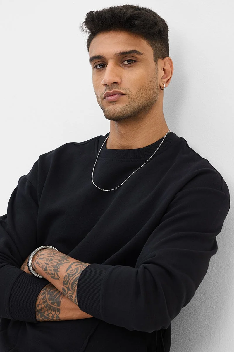 SNITCH Black Slim Fit Sweater