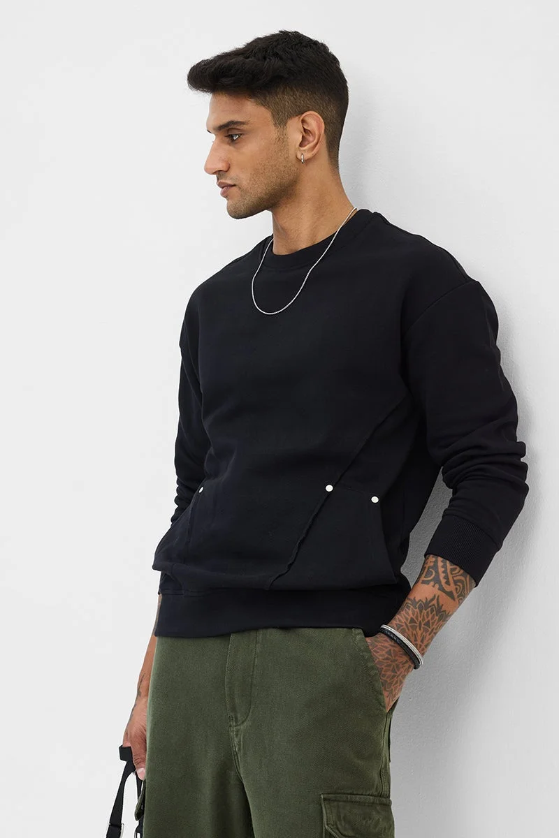 SNITCH Black Slim Fit Sweater