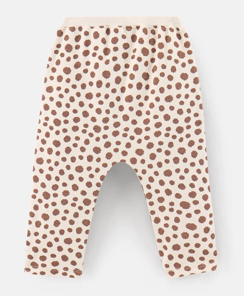 Bonfino Bonfino Cotton Knit Ankle Length Cat Printed Diaper Legging Pack of 2 - Brown & Offwhite