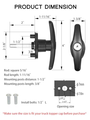 Quality Life Truck Cap THandle Lock for Camper Shell Replacement Locking Latch Parts Truck Bed Topper Door Locking Accessories Kit with Keys LR - Image 5