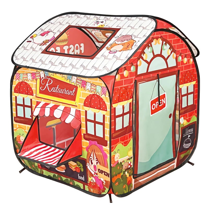 TikOnsYol Kids Pop Up Fast Food Restaurant Play Tent Playhouse Indoor Outdoor Folding Portable Play Tent for Kids Boys and Girls - Image 3