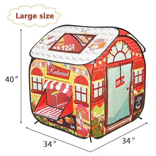 TikOnsYol Kids Pop Up Fast Food Restaurant Play Tent Playhouse Indoor Outdoor Folding Portable Play Tent for Kids Boys and Girls - Image 5