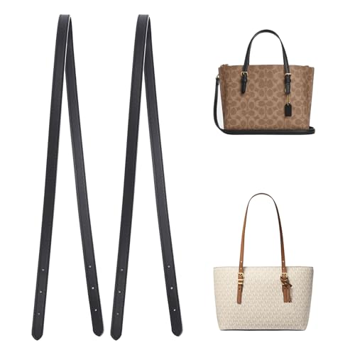 OAikor Purse Strap Replacement Compatible with Coach Mollie Tote Bag 25 & MK Basket Bags, 2 Pieces Microfiber Leather Shoulder Strap for Tote HandBag Handles(Black,31.9 inches) - Image 1