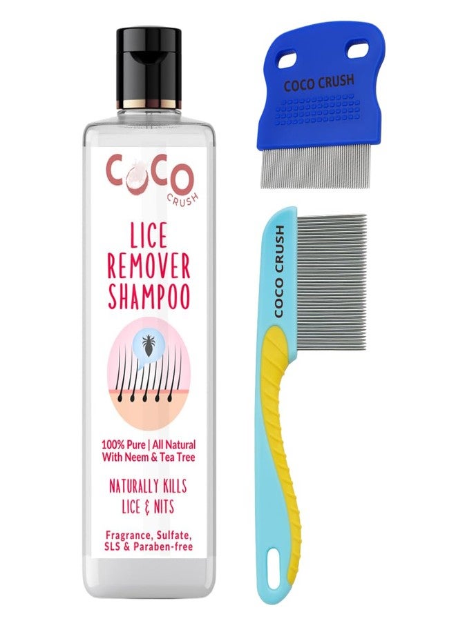 Coco Crush Anti Lice Shampoo with Fine Teeth Nit Comb and Long Handle Comb | Safe Gentle and Chemical-Free Care for Kids and Adults (50ml + 2 Comb) - Image 1