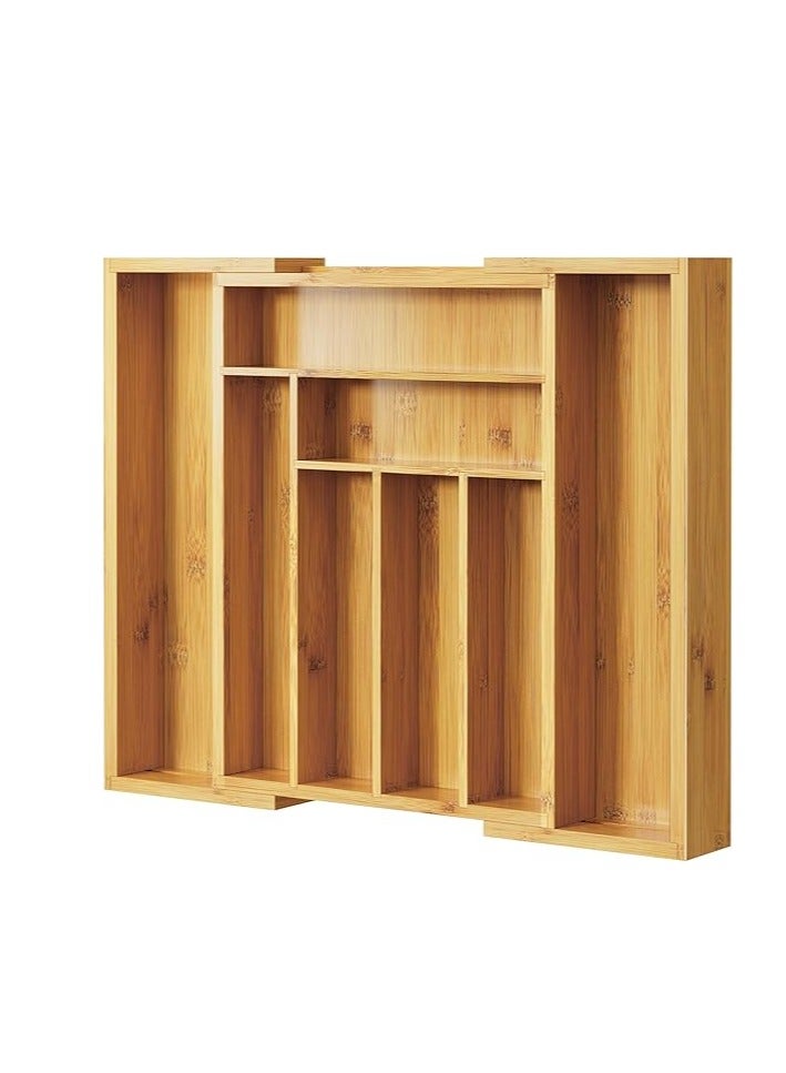 Pipishell Bamboo Silverware Organizer, Expandable Cutlery Tray, Utensil Drawer Organizer in Kitchen for Spoons Forks Knives, Multipurpose Use, Natural, Large - Image 1