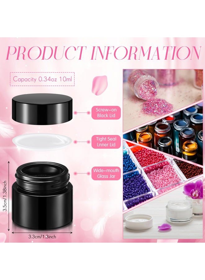 Norme 140 Pack 10ml Glass Jars with Lids Glass Cosmetic Containers Small Empty Sample Jars with Leakproof Lids for Lip Scrub Balm, Lotion, Cream, Oil, Wax, Makeup, Cosmetic(Black) - Image 2