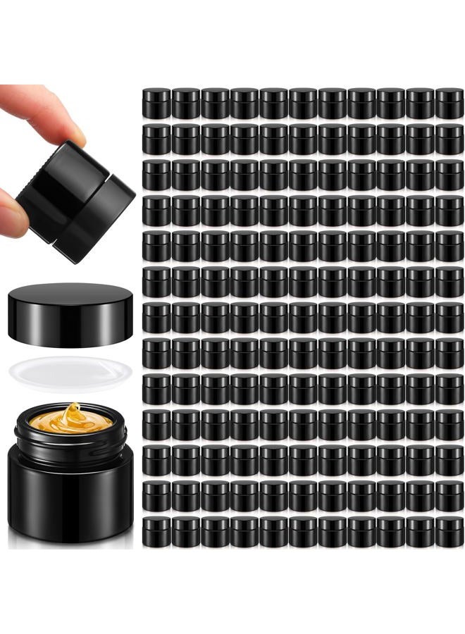 Norme 140 Pack 10ml Glass Jars with Lids Glass Cosmetic Containers Small Empty Sample Jars with Leakproof Lids for Lip Scrub Balm, Lotion, Cream, Oil, Wax, Makeup, Cosmetic(Black) - Image 1