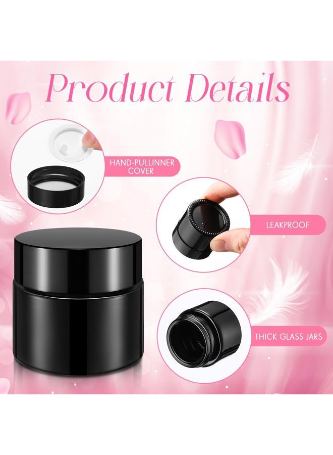 Norme 140 Pack 10ml Glass Jars with Lids Glass Cosmetic Containers Small Empty Sample Jars with Leakproof Lids for Lip Scrub Balm, Lotion, Cream, Oil, Wax, Makeup, Cosmetic(Black) - Image 3