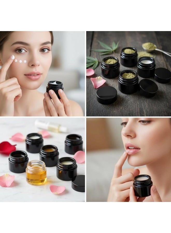 Norme 140 Pack 10ml Glass Jars with Lids Glass Cosmetic Containers Small Empty Sample Jars with Leakproof Lids for Lip Scrub Balm, Lotion, Cream, Oil, Wax, Makeup, Cosmetic(Black) - Image 4