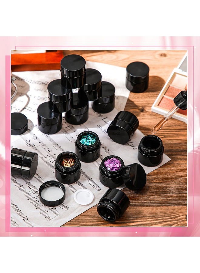 Norme 140 Pack 10ml Glass Jars with Lids Glass Cosmetic Containers Small Empty Sample Jars with Leakproof Lids for Lip Scrub Balm, Lotion, Cream, Oil, Wax, Makeup, Cosmetic(Black) - Image 5