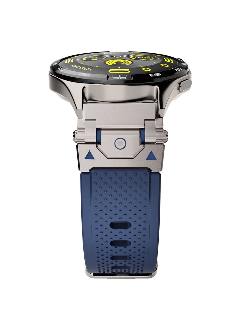 yalilai Rugged TPU Sport Band for HUAWEI Watch GT 5 4 3 Pro, 22mm Durable Metal Connector Replacement Band for Huawei Watch 4 3 Pro, Titanium-Blue  - Image 1