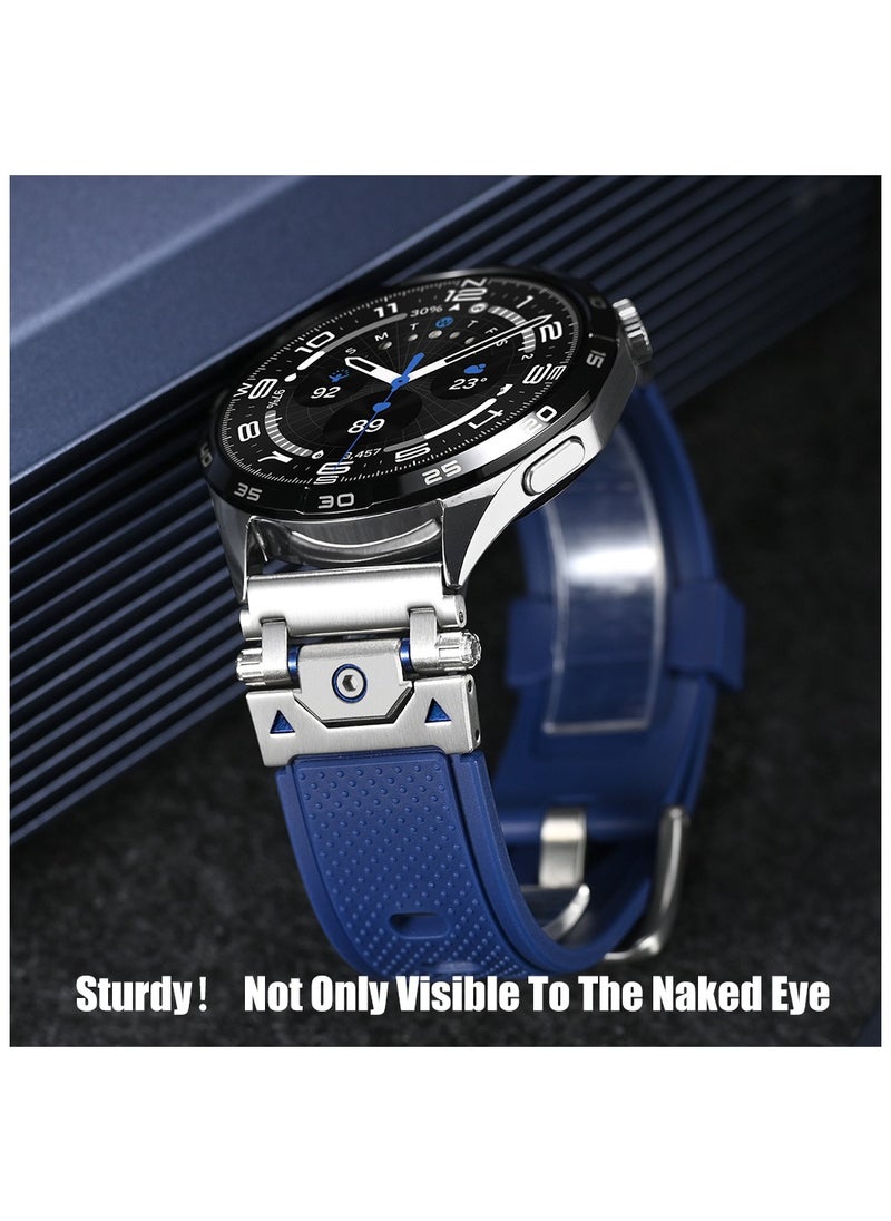 yalilai Rugged TPU Sport Band for HUAWEI Watch GT 5 4 3 Pro, 22mm Durable Metal Connector Replacement Band for Huawei Watch 4 3 Pro, Titanium-Blue  - Image 4