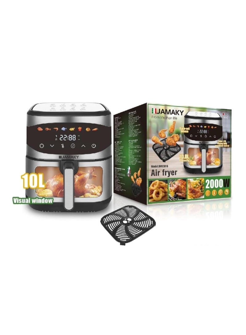 جامايكا قلاية بدون زيت جاماكي ديجيتال ، 10 لتر، 2000 وات، رمادي