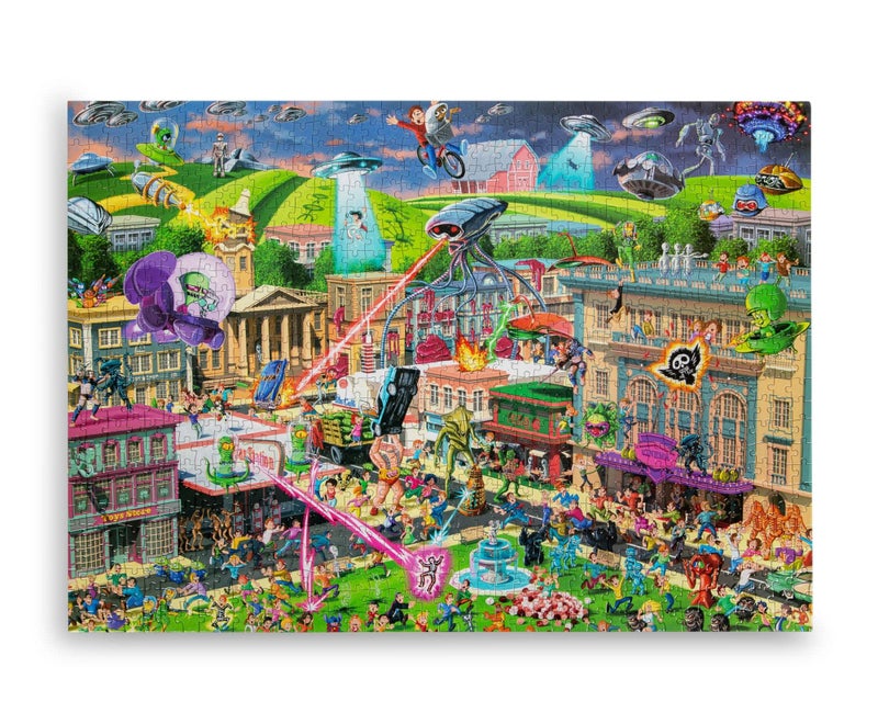 Toynk Alien Attack Sci-Fi Classics 1000-Piece Jigsaw Puzzle for Adults | Interactive Brain Teaser, Educational Toys & Games, Home Activities Building Kit for Creative Play | Nostalgic Gifts and Collectibles - Image 3