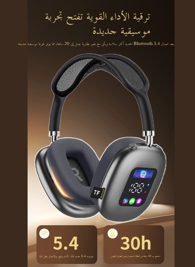 MAX300 Head mounted Bluetooth Earphones, Bluetooth 5.4, LED LCD Display, Immersive 8D Stereo HiFi Sound and BISA Dolby Class Space, Stunning Bass, Sound Effects, Supports Bluetooth and TF Card Mode Switching - Image 4