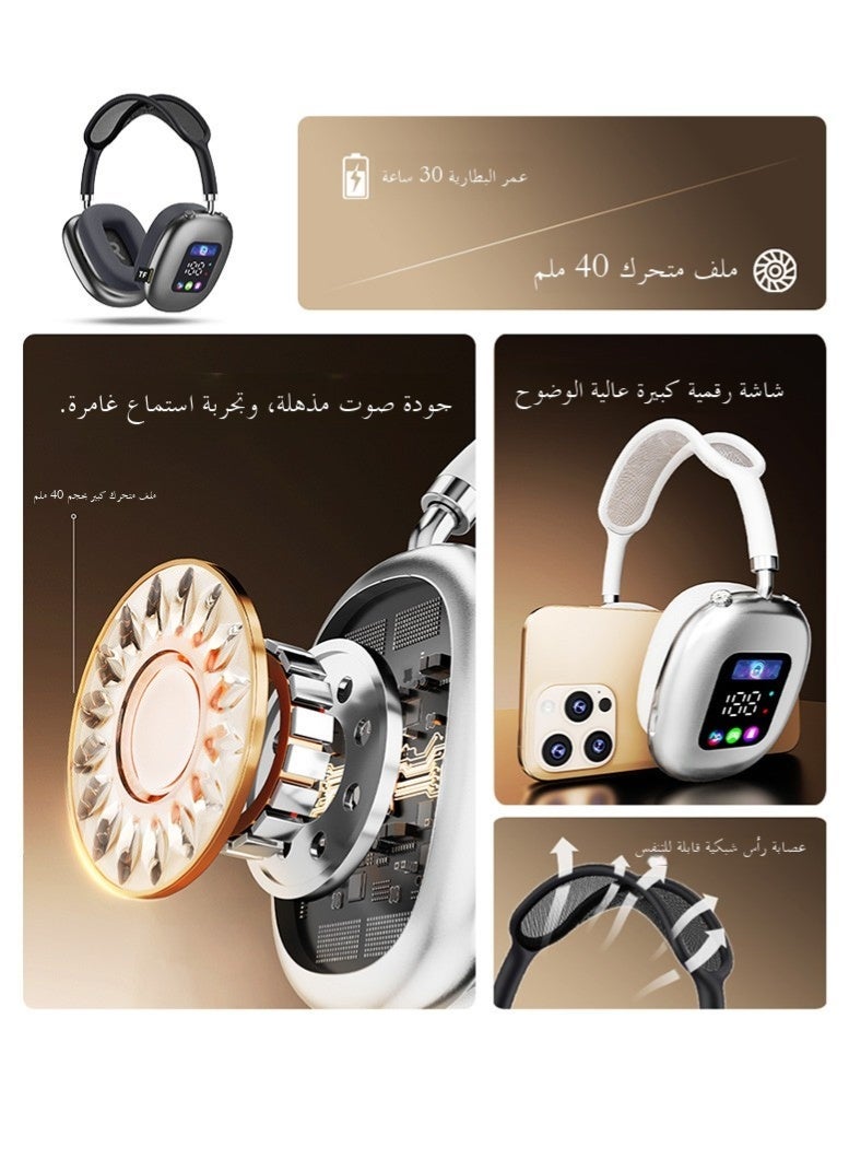 MAX300 Head mounted Bluetooth Earphones, Bluetooth 5.4, LED LCD Display, Immersive 8D Stereo HiFi Sound and BISA Dolby Class Space, Stunning Bass, Sound Effects, Supports Bluetooth and TF Card Mode Switching - Image 3