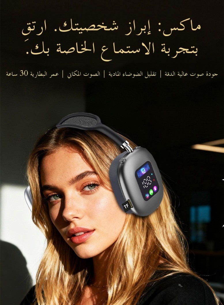 MAX300 Head mounted Bluetooth Earphones, Bluetooth 5.4, LED LCD Display, Immersive 8D Stereo HiFi Sound and BISA Dolby Class Space, Stunning Bass, Sound Effects, Supports Bluetooth and TF Card Mode Switching - Image 2