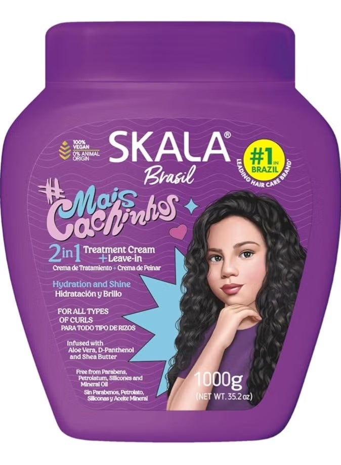 SKALA Expert Miss Cashin House Cream Treatment and Balm 2 in 1 is the perfect solution for girls with curly hair, maintaining moisture, softness, and shine, with more defined and vibrant curls, 1000 grams (Brazilian) - Image 1