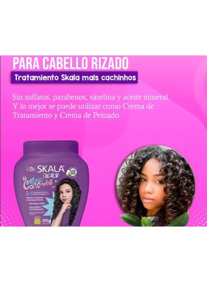 SKALA Expert Miss Cashin House Cream Treatment and Balm 2 in 1 is the perfect solution for girls with curly hair, maintaining moisture, softness, and shine, with more defined and vibrant curls, 1000 grams (Brazilian) - Image 5