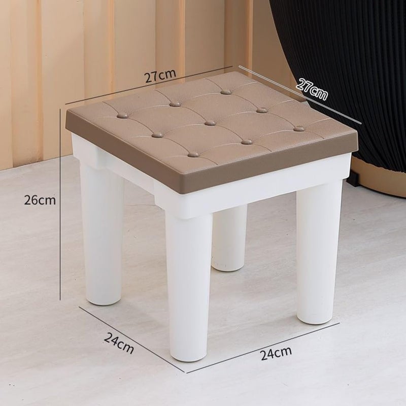 Square Small Shower Stool, Small Sitting Stool for Home Living Room Bathroom, Non-Slip Plastic Household Low Stool, Sturdy and Durable Shower Chair (Color : Brown, Size : 27 * 27 * 26cm) - Image 2