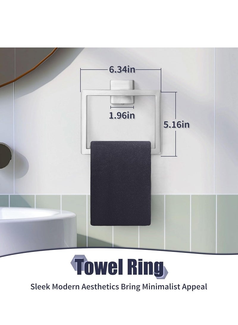 Bathroom Hardware Set Brushed Nickel 5-Pieces Bathroom Towel Rack SUS304 Stainless Steel Bath Towel Bar Set, Towel Racks Wall Mounted. - Image 4