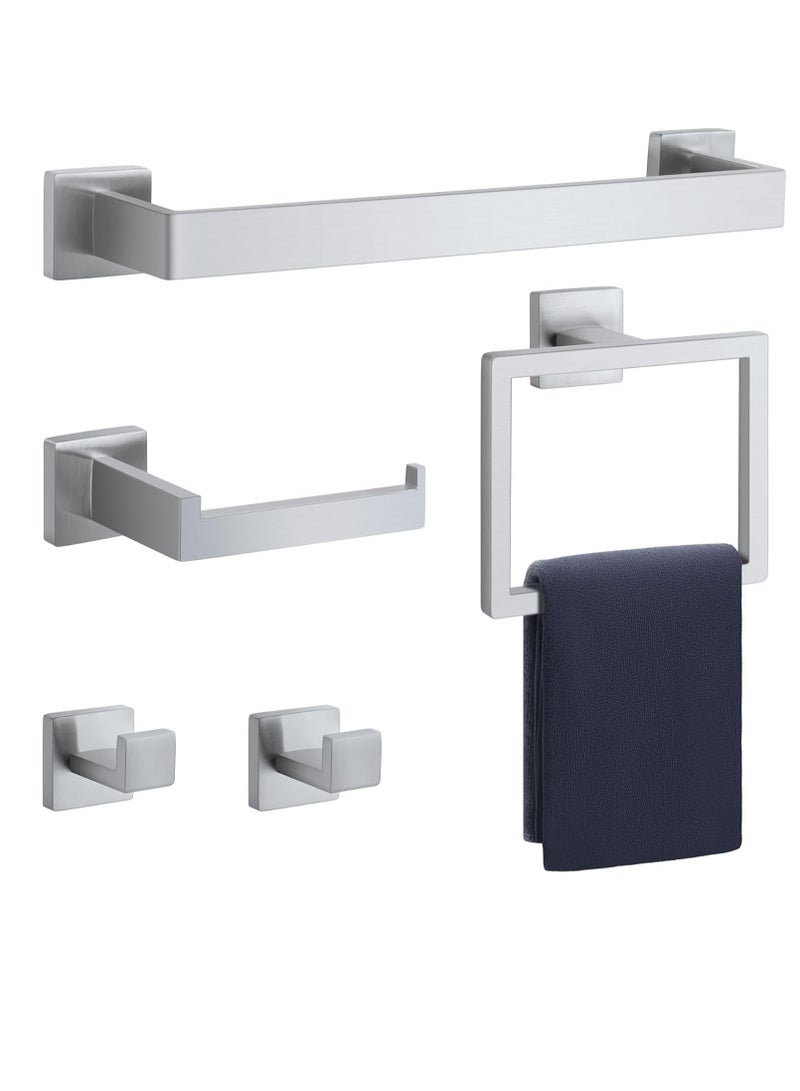 Bathroom Hardware Set Brushed Nickel 5-Pieces Bathroom Towel Rack SUS304 Stainless Steel Bath Towel Bar Set, Towel Racks Wall Mounted. - Image 1