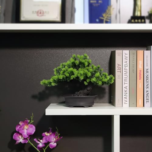 yoerm Artificial Plants Greenery Bonsai, Room Decor Fake Bonsai Tree for Home Decor Indoor Bookshelf Office Desk Bathroom Farmhouse Decor, Tall 9.5" - Image 3