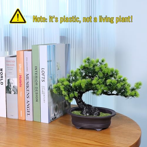 yoerm Artificial Plants Greenery Bonsai, Room Decor Fake Bonsai Tree for Home Decor Indoor Bookshelf Office Desk Bathroom Farmhouse Decor, Tall 9.5" - Image 2