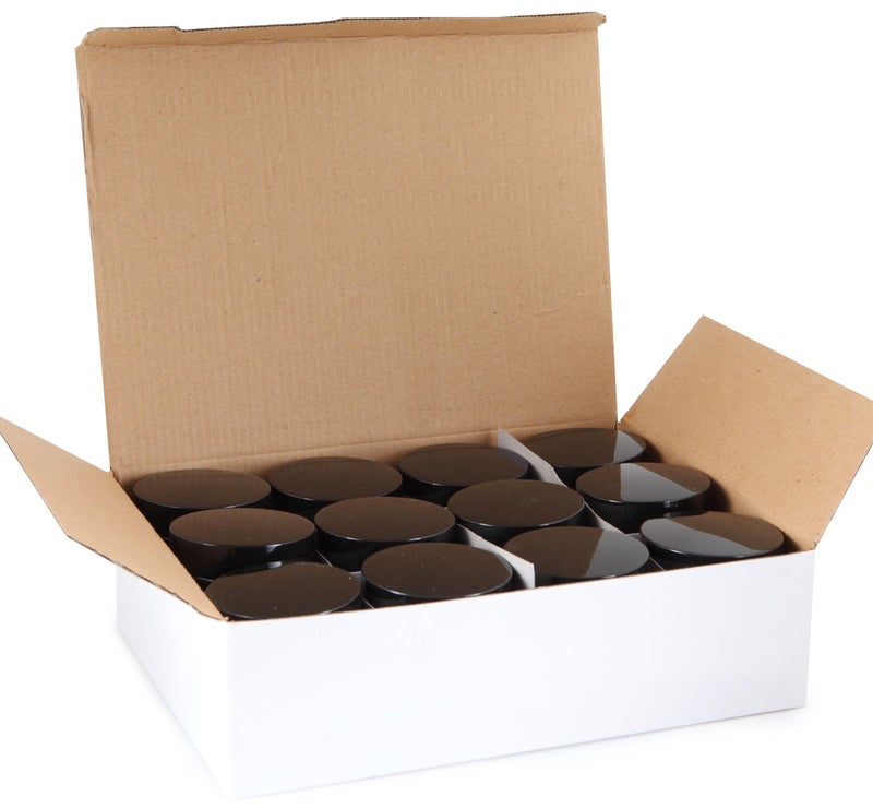 Vivaplex, 12, Amber, 4 oz, Round Glass Jars, with Inner Liners and black Lids - Image 4
