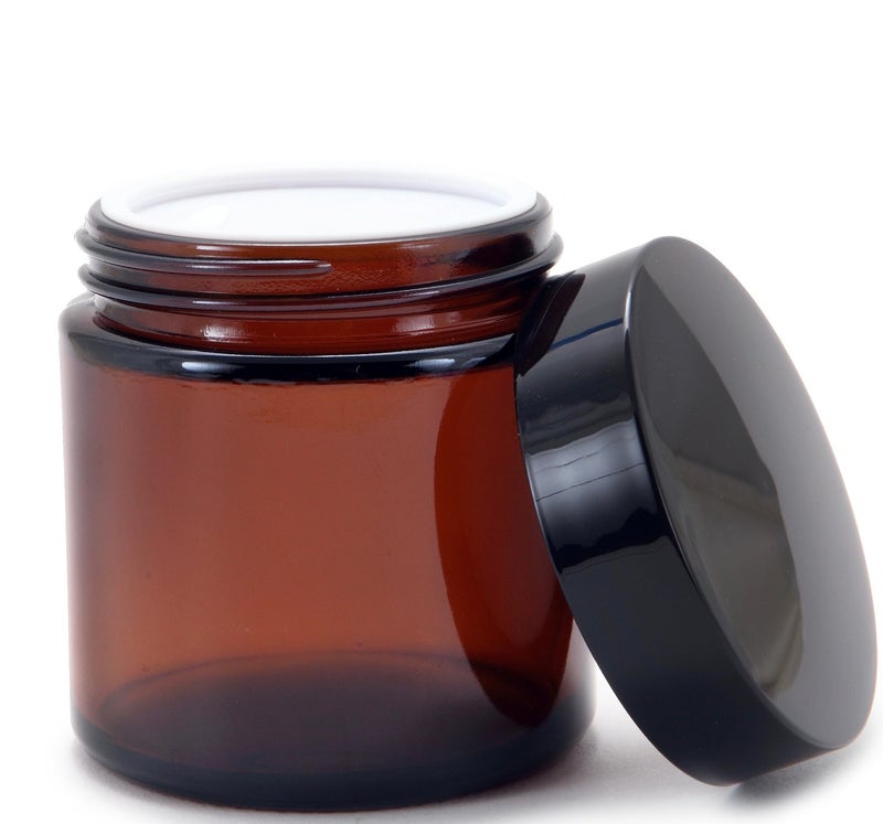 Vivaplex, 12, Amber, 4 oz, Round Glass Jars, with Inner Liners and black Lids - Image 5